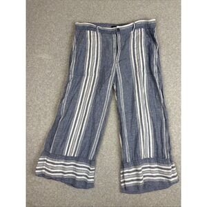 Lauren Ralph Lauren Women's Linen Pants Size 14 Striped Cropped Wide Leg